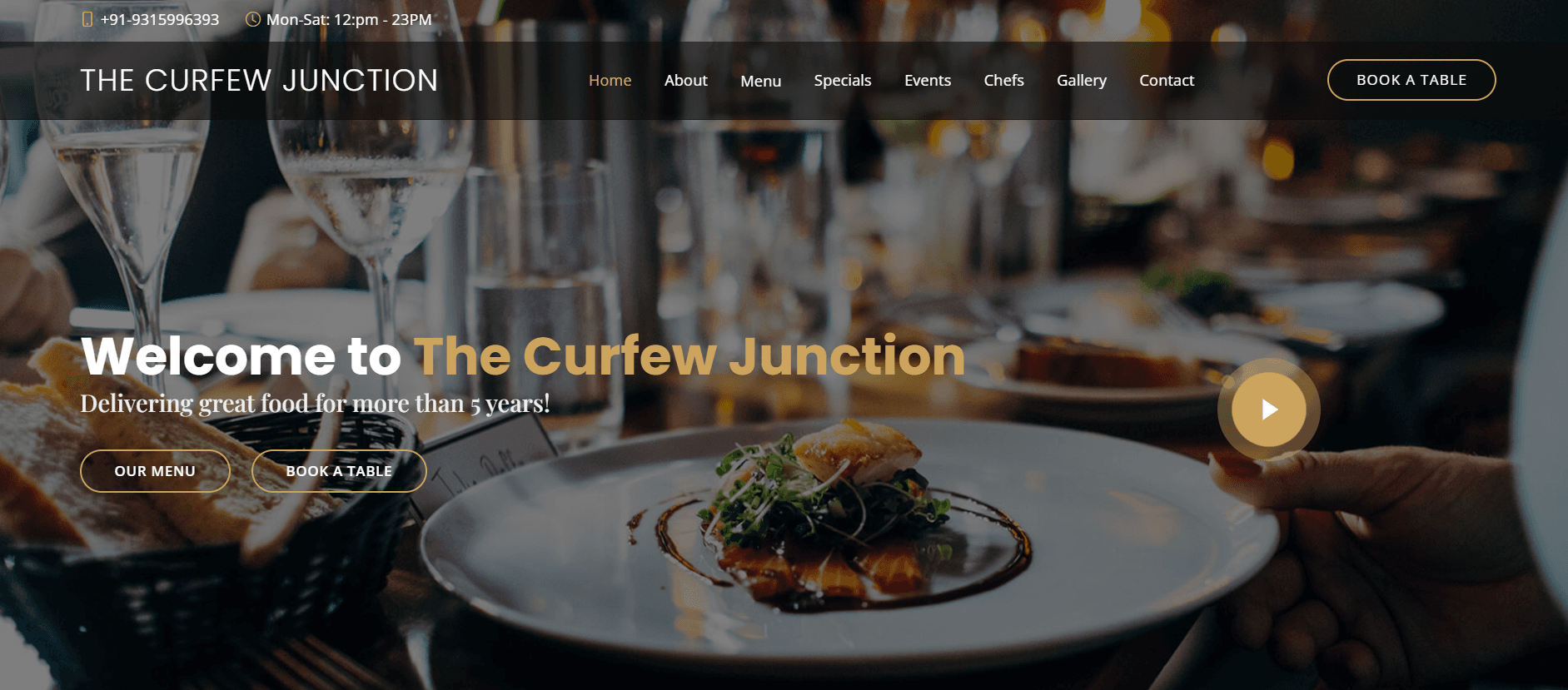 The Curfew Junction Restaurant Website - Image 2